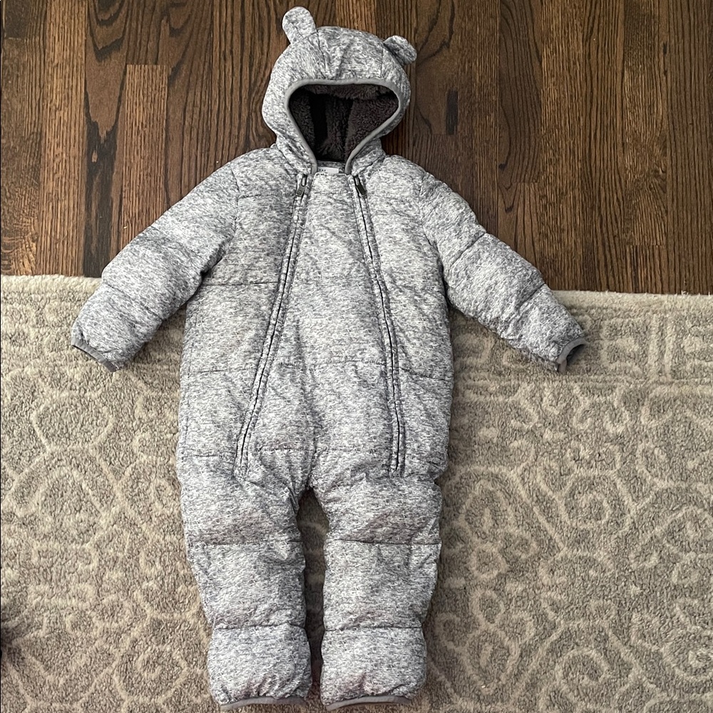 GAP Gray Baby Snowsuit with Bear Ears
